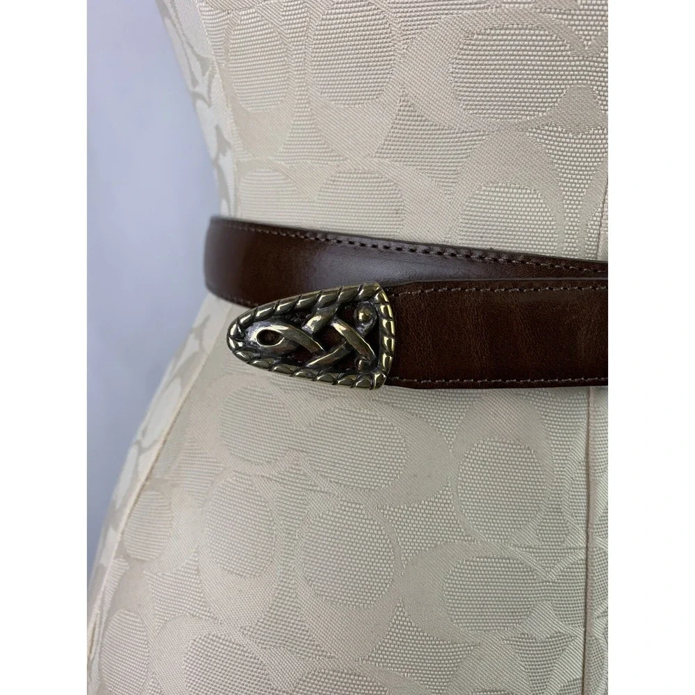Medium Brighton Belt Womens Brown Leather Silver Filigree Buckle Style 35409